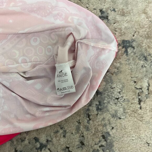 AMORE Round Collar Paisley Tunic Dress Long Sleeve Size M Red/Pink - Picture 3 of 3